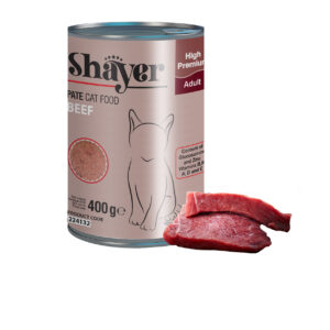 پته- کنسرو گوشت قرمز گربه 400 گرمی شایر(عنابی )