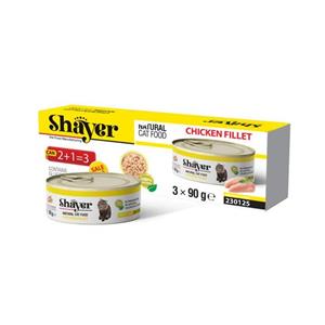 پك سه عددي نچرال فيله مرغ گربه 90 گرمي shayer