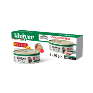 پك سه عددي نچرال مرغ و گوشت گربه 90 گرمي shayer