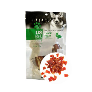 تشویقی مدل تکه ای اردک با مرغ و اسفناج 100گرمی Us pet