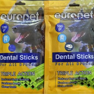 تشویقی دنتال استیک سگ 100گرمی در دو طعم مرغ و گوشت europet