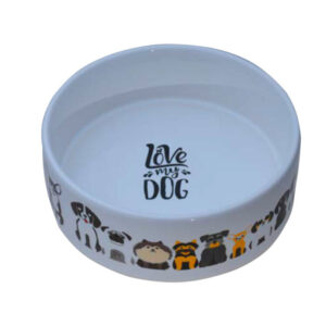 ظرف سراميكي رنگي سگ 13 سانتي اسكارلت