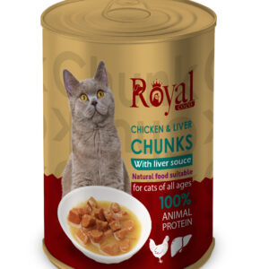 كنسرو چانك با طعم مرغ و جگر مخصوص گربه 380 گرمي Royal coco