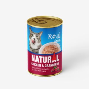 كنسرو نچرال با طعم مرغ و كرانبري مخصوص گربه 380 گرمي Royal coco