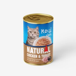 كنسرو نچرال گربه طعم مرغ و بوقلمون 380گرمي royal coco