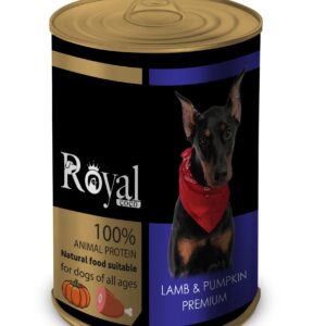 كنسرو مخصوص سگ با طعم بره و كدو تنبل 380 گرمي  Royal coco